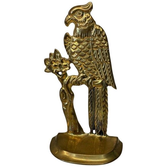 Vtg Andrea by Sadek Brass Parrot Bird Bookends 1980s Mid Century Pair - Picture 6 of 16